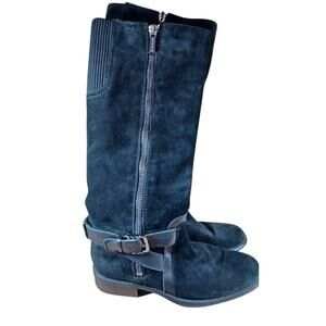 Aquatalia Claudette Black Suede Knee High Weatherproof Riding Boots Womens Sz 8